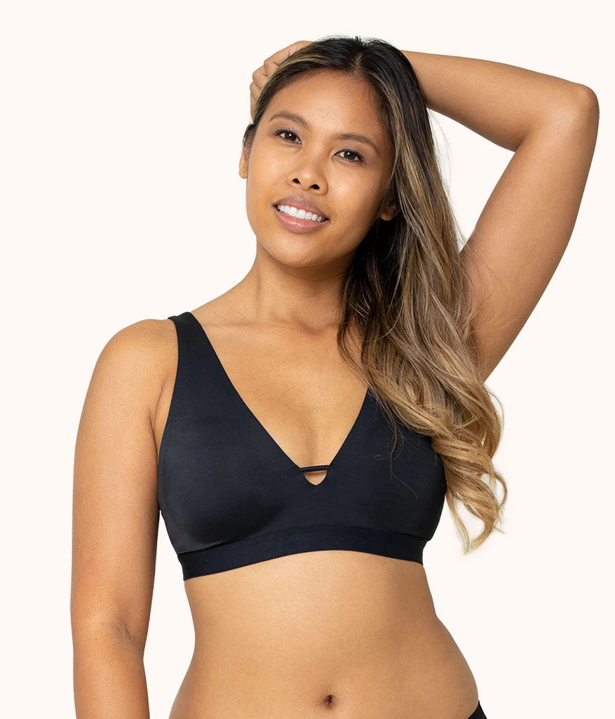 The Eco Deep V Bralette: Jet Black 1 The Eco Deep V Bralette: Jet Black