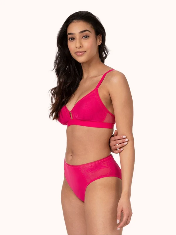 The Smooth Lace High Waist Bikini: Magenta