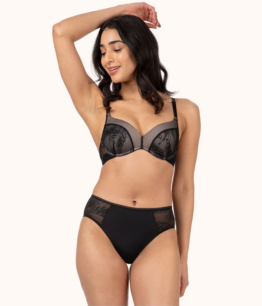 The Smooth Lace No-Wire Push-Up Bra: Jet Black/Soft Pink 1 The Smooth Lace No-Wire Push-Up Bra: Jet Black/Soft Pink