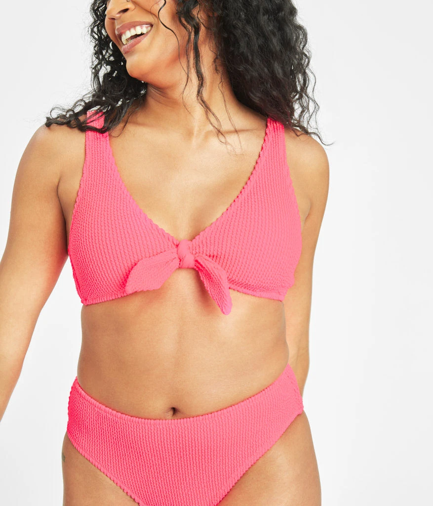 The Ruched Plunge Bralette & High Waist Swim Bundle: Electric Pink 2 The Ruched Plunge Bralette & High Waist Swim Bundle: Electric Pink - Image 2
