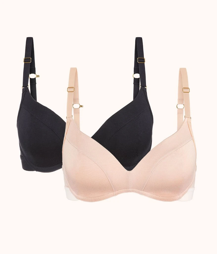 All-Day No-Wire Push-Up Bra Bundle: Jet Black/Toasted Almond 1 All-Day No-Wire Push-Up Bra Bundle: Jet Black/Toasted Almond