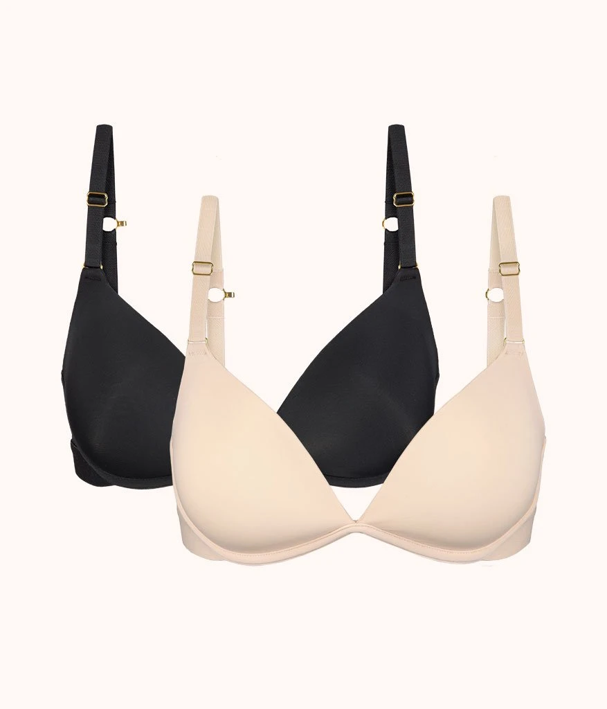 The Deep V No-Wire Push-Up Bundle: Toasted Almond/Jet Black 1 The Deep V No-Wire Push-Up Bundle: Toasted Almond/Jet Black