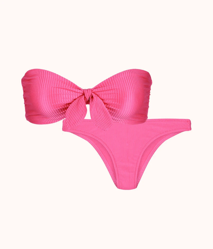 The Ribbed Bandeau & Cheeky Swim Bundle: Magenta 1 The Ribbed Bandeau & Cheeky Swim Bundle: Magenta