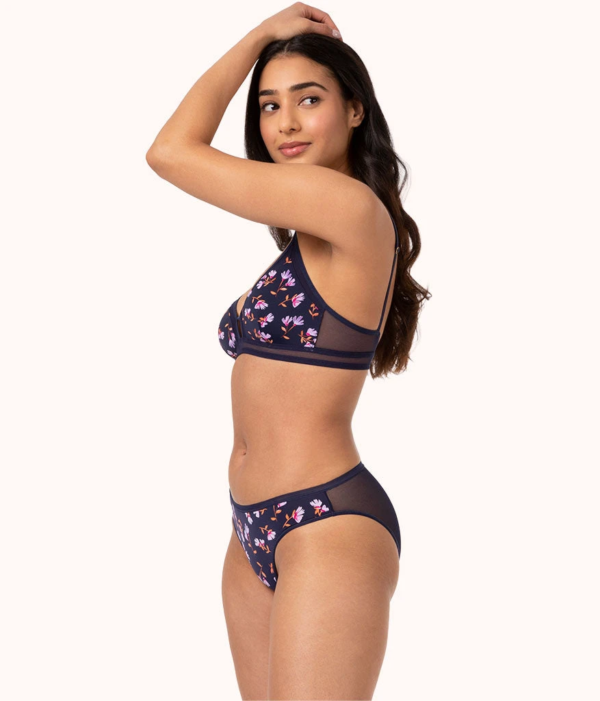 The Mesh Trim Bralette: Navy Daisy 2 The Mesh Trim Bralette: Navy Daisy - Image 2