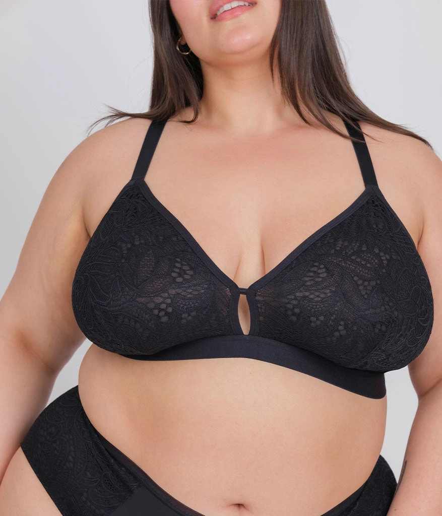 The Palm Lace Busty Bralette: Jet Black 2 The Palm Lace Busty Bralette: Jet Black - Image 2