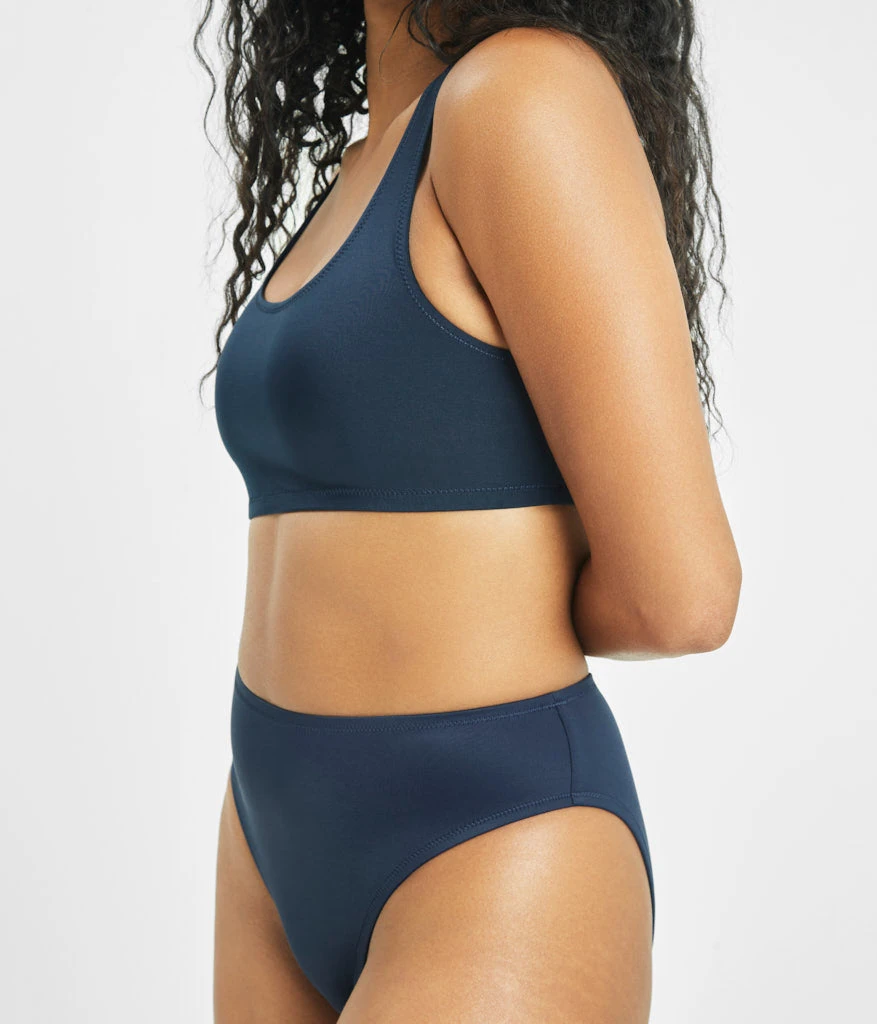 The Swim High Waist Bikini Bottom: Navy 2 The Swim High Waist Bikini Bottom: Navy - Image 2
