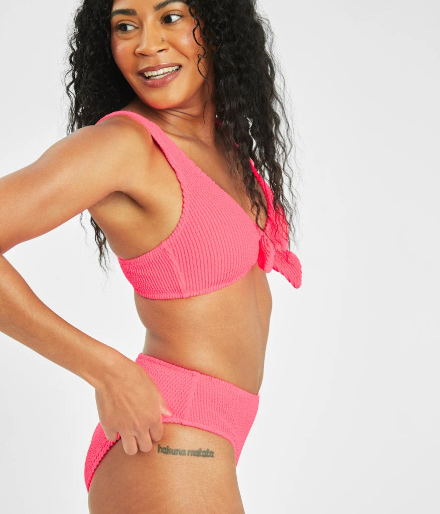 The Ruched Plunge Bralette & High Waist Swim Bundle: Electric Pink 3 The Ruched Plunge Bralette & High Waist Swim Bundle: Electric Pink - Image 3