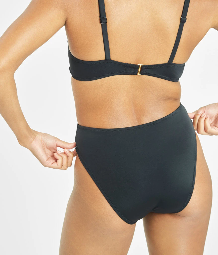 The Swim High Waist Bikini Bottom: Jet Black 3 The Swim High Waist Bikini Bottom: Jet Black - Image 3