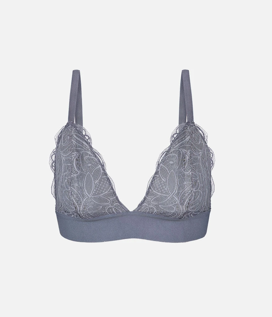 The Long-Lined Lace Bralette: Smoke 4 The Long-Lined Lace Bralette: Smoke - Image 4
