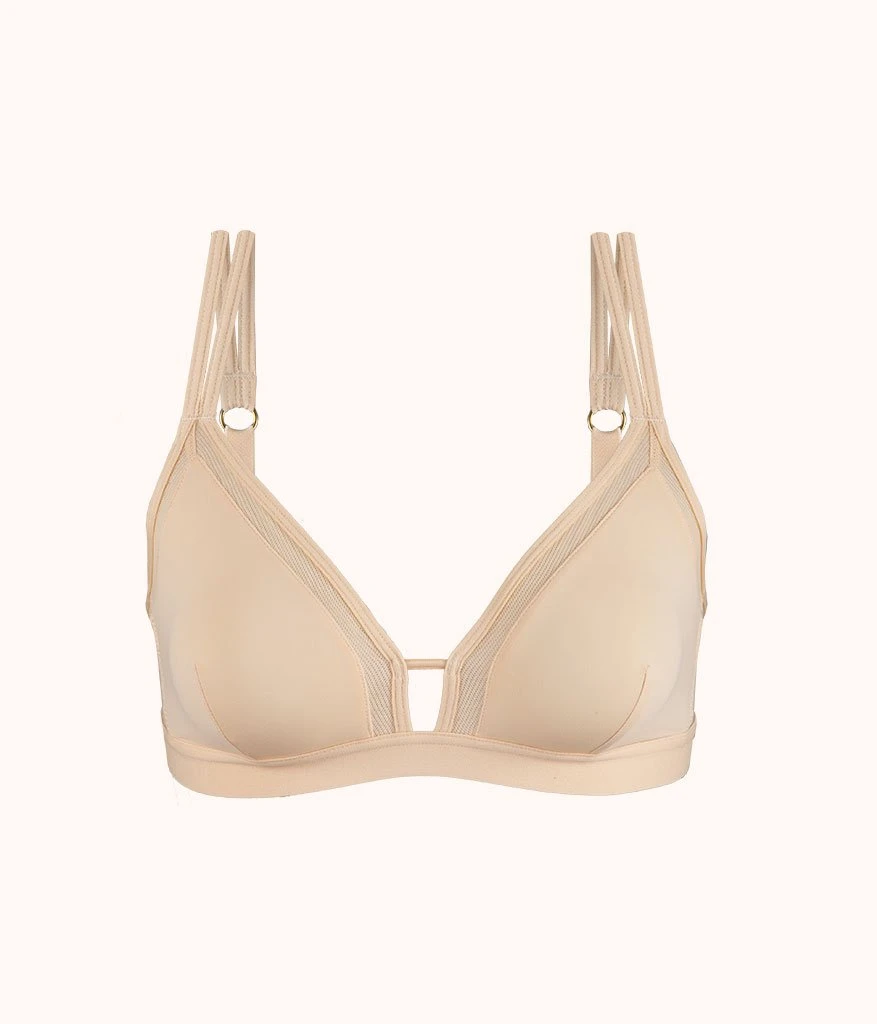 The Mesh Trim Padded Bralette: Toasted Almond 5 The Mesh Trim Padded Bralette: Toasted Almond - Image 5