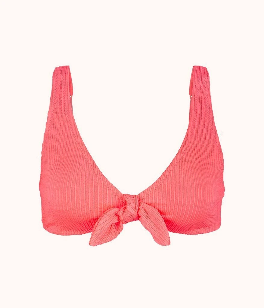 The Swim Ruched Plunge Bralette: Electric Pink 4 The Swim Ruched Plunge Bralette: Electric Pink - Image 4