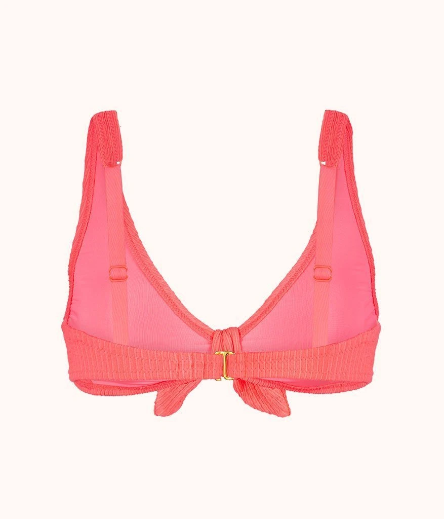 The Swim Ruched Plunge Bralette: Electric Pink 5 The Swim Ruched Plunge Bralette: Electric Pink - Image 5