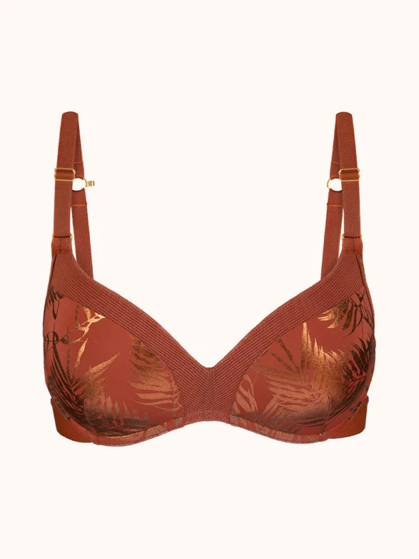The Metallic Palm No-Wire Push-Up: Burnished Mahogany/Metallic Palm Print