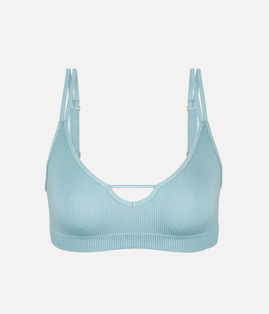 The Skinny-Strap Seamless Bralette: Sky Blue 5 The Skinny-Strap Seamless Bralette: Sky Blue - Image 5