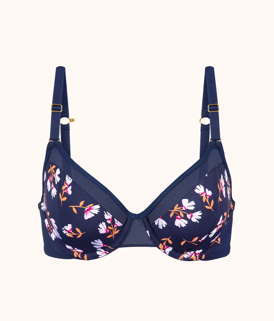 The Unlined Balconette Bra: Navy Daisy 1 The Unlined Balconette Bra: Navy Daisy
