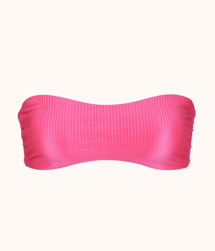 The Swim Ribbed Tie-Front Bandeau: Magenta 5 The Swim Ribbed Tie-Front Bandeau: Magenta - Image 5