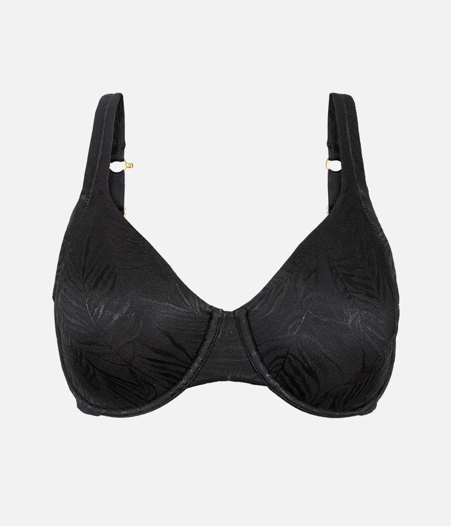 The Smooth Lace Minimizer Bra: Jet Black 6 The Smooth Lace Minimizer Bra: Jet Black - Image 6