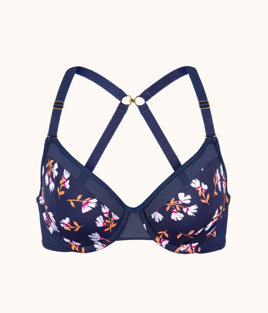 The Unlined Balconette Bra: Navy Daisy 2 The Unlined Balconette Bra: Navy Daisy - Image 2