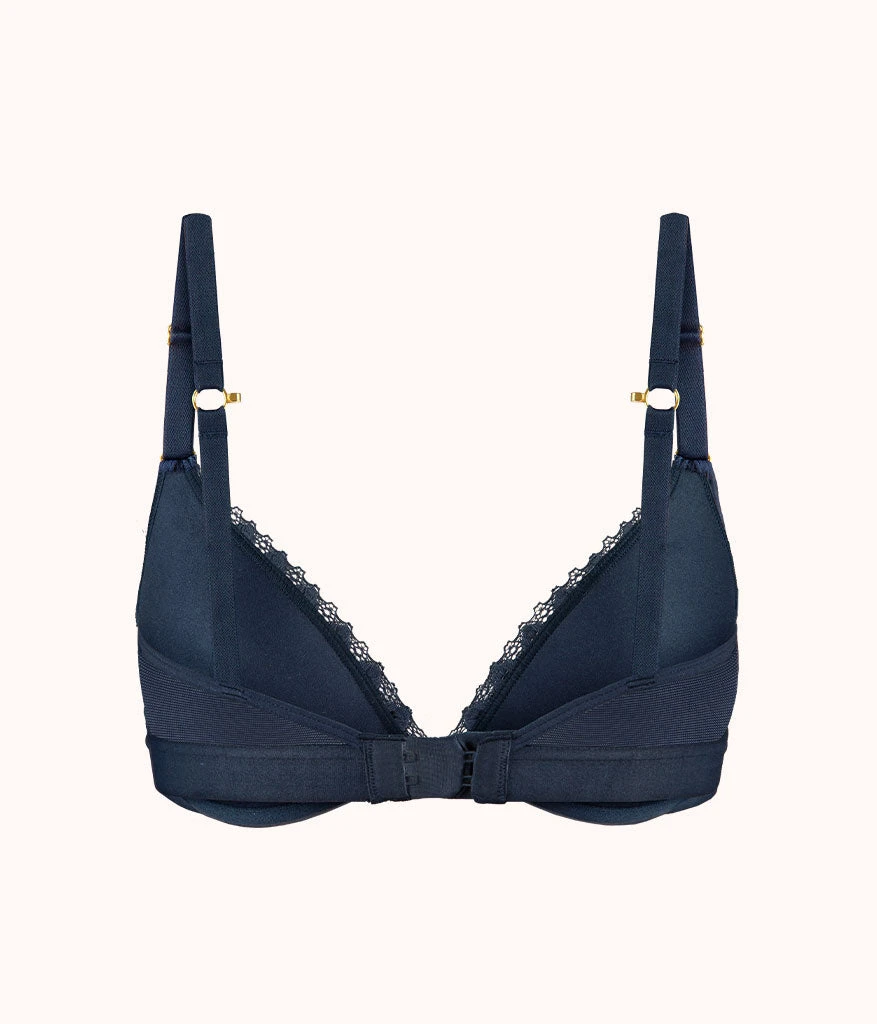 The Crochet Lace Deep V No-Wire Push-Up: Navy - Image 7