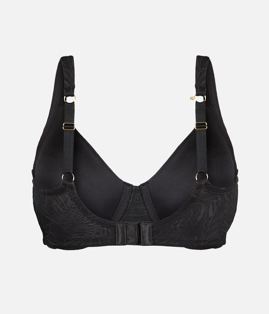 The Smooth Lace Minimizer Bra: Jet Black 8 The Smooth Lace Minimizer Bra: Jet Black - Image 8
