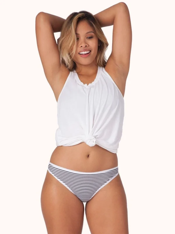 The Cotton Thong: Black/White Mini Stripe