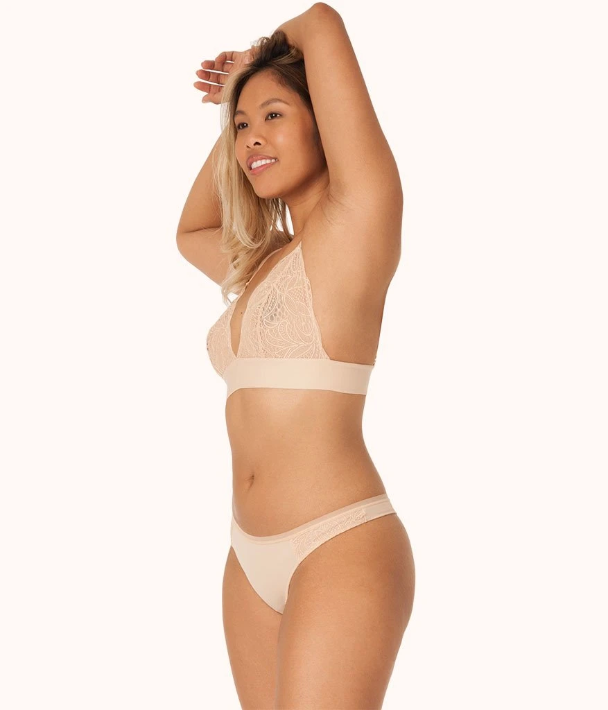 The Palm Lace Thong: Toasted Almond 1 The Palm Lace Thong: Toasted Almond